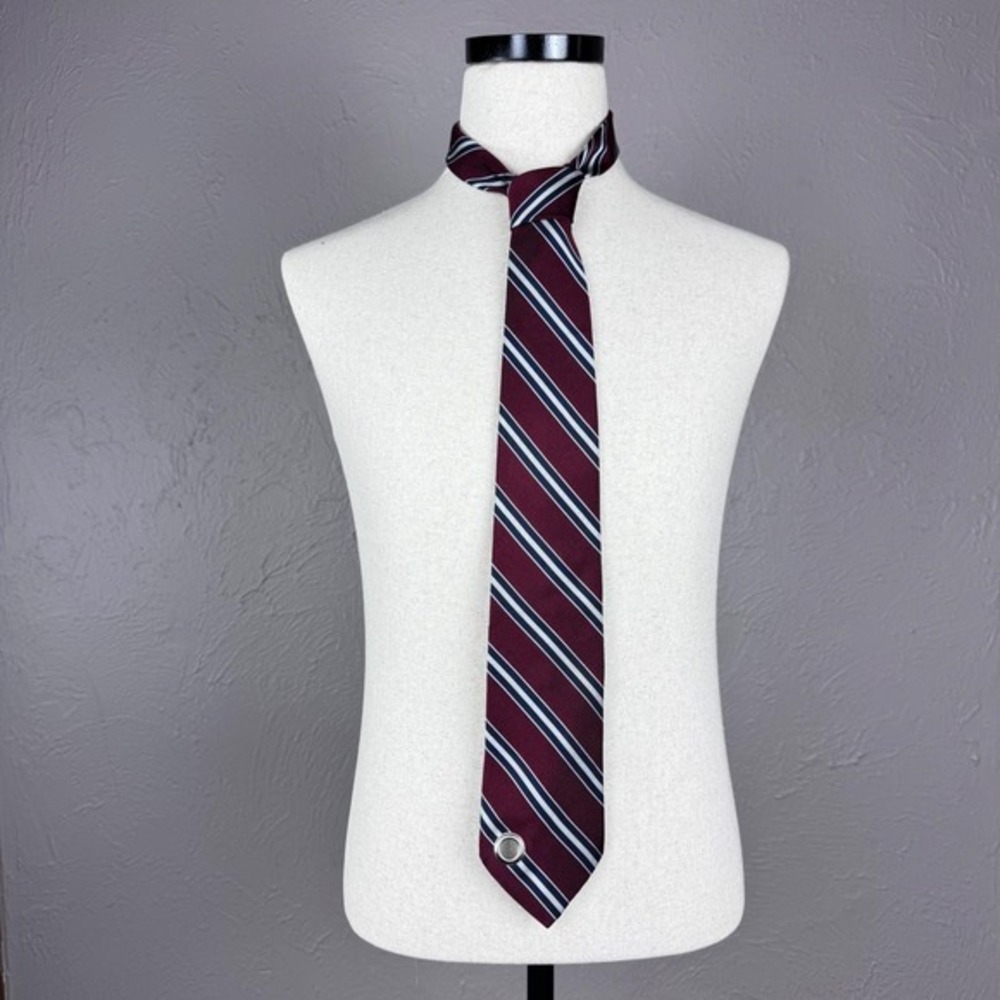 Reworked XL Vintage silk dark red striped tie 64" x 3.5" Goth Punk Dark Academia